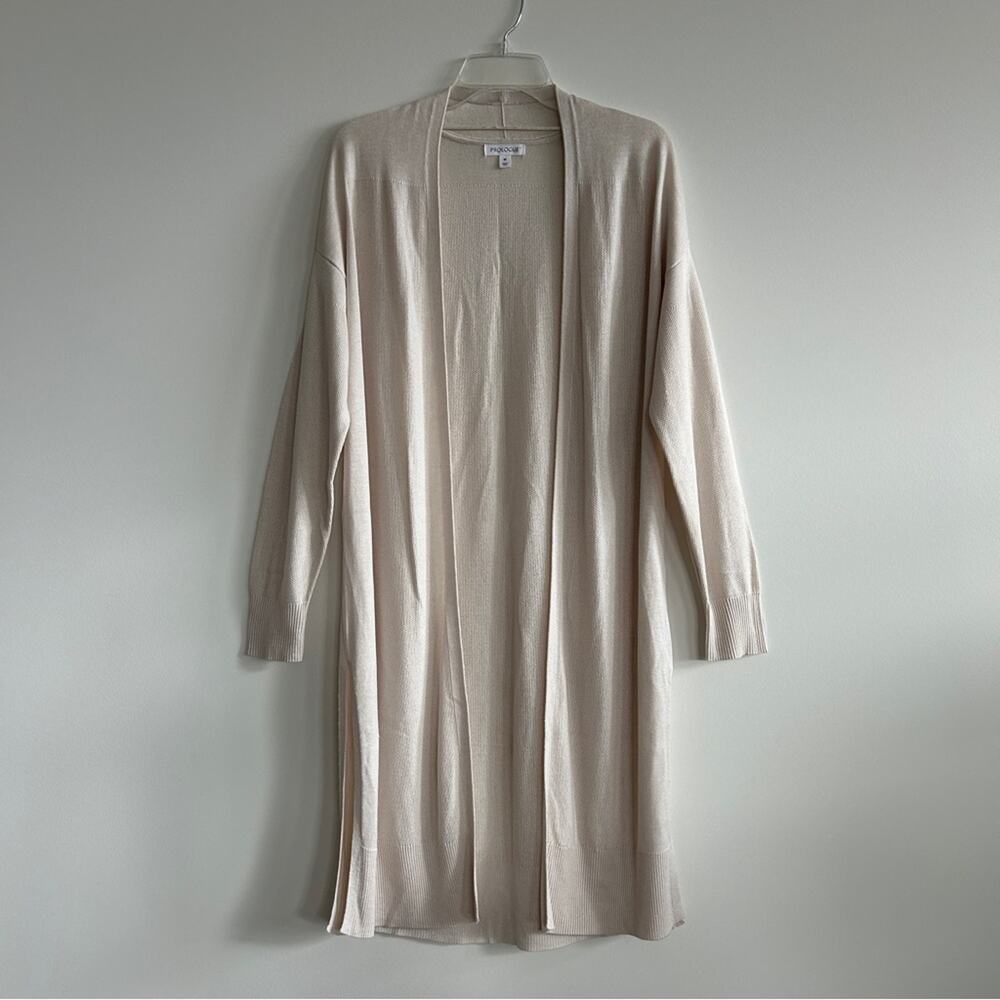 Prologue Cream Lightweight Knee Length Open Duster Cardigan Sweater Size Medium